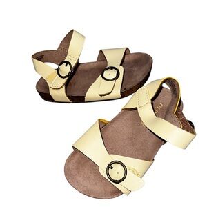 Old Navy Faux-Leather Buckled Strap Sandals Toddler Girls Buttercream Size 12.5